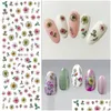 Stickers Decals Nail 2024 Ontwerp 1 Stuks Daisy Water Transfer Sticker Voor Bloem Blad Slider Folie Tip Diy Art Decor Charm manicure Drop D Ot9Xx