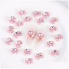 Decorazioni per nail art Forniture per manicure Affascinante cuore 3D finto fiocco rosa Charms Strass per accessori per la custodia del telefono Consegna drop Hea Otlnm