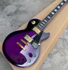 Guitare électrique personnalisée chaude Purple Sun Blast matériel doré corps en acajou