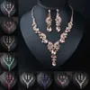 AB Colors Crystal Necklace Earrings Jewelry Set Rhinestone Choker African Nigerian Women Jewellery Bridal Wedding Party Necklace 240118