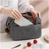 Storage Bags Lunch Box Bag Womens Thermal Insated Tote Cooler Handbag Waterproof Bento Pouch Office Food Shoder For Work Drop Delivery Othmv