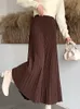 Długa dzianina Kobiety jesienne zimowe ciepłe spódnice Koreańska moda plisowana spódnica damskie eleganckie eleganckie spódnica z wysokiej talii 240201