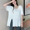 Magliette da donna di grandi dimensioni 4XL 150KG Camicia estiva da donna Grande tinta unita Femme Tee O Collo Maglietta divisa Magliette casual