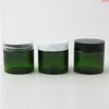 60g Vide Voyage Vert PET Crème Bouteille Pots 2oz Emballage Cosmétique Rechargeable avec Couvercles En Plastique Blanc Noir Cap 50pcshaute qualité Egfdt