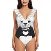 Maillots de bain pour femmes Tout ce dont vous avez besoin est l'amour Sexy Imprimer Femmes One Piece Maillot de bain Femme Monokini Maillot de bain Maillot de bain Panda Animal Noir et