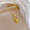 14k Yellow Gold Leopard Head Pendant Necklace For Women Girl New Fashion Clavicle Chain Jewelry Gift Party bijoux