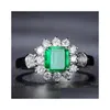 Ringe Vintage 100 925 Sterling Silber Schmuck Ring Natürlicher Smaragd Edelstein Diamant für Frauen Größe 5125063628 Drop Lieferung Ota6Y