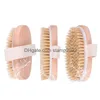 Brosses de bain Éponges Épurateurs Mas en bois Brosse à poils Spa Peau sèche Masse corporelle Brosses de nettoyage douces Accueil Salle de bain Drop Livraison G DH621