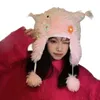 Berretti Cartoon Cappello casual Copricapo da ragazza per lo sci peloso all'aperto con mini berretto invernale con fiore all'uncinetto