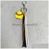 Party Favor Sports Ball Pompon Porte-clés Creative Baseball Basketball Football Pendentif En Cuir Lage Décoration Porte-clés Drop Livrer Dhkee