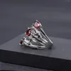 Bagues de cluster Gem's Ballet 925 Sterling Silver Bague d'anniversaire empilable 4.0ct naturel rouge grenat pierre de naissance pour femmes bijoux fins