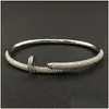 Bangle Nail Women Men Fl Diamond 18 -krotnie złota luksusowa biżuteria bransoletki dla kochanka Prezent Rozmiar 17 i 19 bransoletki dostawy OT2VR