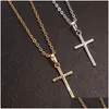 Pendant Necklaces Fashion Female Pendants Drop Gold Black Color Crystal Jesus Cross Necklace Jewelry For Men/Women Wholesale Delivery Dhvdh