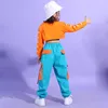 Stage Wear Enfant Jazz Joggers Streetwear Enfants Hip Hop Filles Crop Top Cargo Pantalon Costume Street Dance Pom-Pom Girl Performance Vêtements