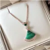 Pendant Necklaces Luxury Jewelry Divas Dream Designer 925 Fan Necklace Diamonds White Pink Green Chalcedony Small Skirt Lady Elegant F Otsow