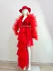 Stage Wear Sexy Costume Irregular Layered Mesh Red Halloween Rave Outfits Festival Gala Club Disguise Showgirl Drag Outfit Gogo Danc