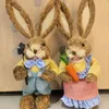 Buy 1 Free 1 Cute Straw Rabbits Bunny Decorations Easter Party Home Garden Wedding Ornament Po Props Crafts 240122
