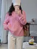 SWEAT KOMENTOWANY Haftowane polarowe koszule wełniane swetry gęste wysokie szyi ciepłe pullover szczupły dzianinowe dzianiny luźne top dla damskich ubrań ubrania