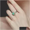 Anéis vintage 100 925 esterlina sier jóias anel natural esmeralda gemstone diamante para mulheres tamanho 5125063628 entrega de gota ota6y
