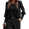 Camicette da donna Top morbidi ed eleganti a maniche lunghe con bottoni Comodi e versatili Abbigliamento casual Top minimalisti in tinta unita