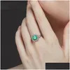 Ringen Vintage 100 925 Sterling Sier Sieraden Ring Natuurlijke Smaragd Edelsteen Diamant Voor Vrouwen Maat 5125063628 Drop Delivery Otssx