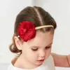 Hårtillbehör baby flickor spets blommor nylon pannband barn satinband född elastiska turbans headwraps tjej