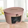 Jewelry Pouches Hat Box Organizer Round Travel Boxes Foldable Storage Bag With Dustproof Lid Large D