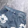 24ss toppkvalitet broderade jeans shorts män kvinnor tvättade