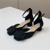 Sandals Summer Banquet Chunky Heel Silk Ladies Square Toe Party Bling Heels Diamonds Holiday Mules Dress Women