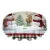 Mesa de tela navidad alce muñeco de nieve de abetos redondear el mantel de la fiesta de bodas impermeable.