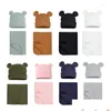 담요 Swaddling Baby Beanie 모자 담요 세트 2pcs 소년 소녀 0-6m Born 샤워 선물 드롭 배달 어린이 임산부 보육 침구 OTBBN