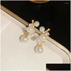Kolczyki żyrandola Dangle French Sweet Cyrron Pearl wisiorek dla kobiet 2024 Unikalne projektowanie temperamentu panie biżuterii dar