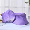 Bérets coréen adulte été pliable chapeau de seau couleur unie hip hop large bord plage protection UV rond haut crème solaire casquette de pêcheur