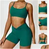 Yoga Outfit Hearuisavy Cross Back Bra Push Up Gym Top Women Fitness Clothes Sports Underwear Workout Clothing Running Drop Delivery Ou Ot97L