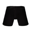 Cuecas esportivas boxer corpo shaper shorts cor sólida calcinha masculina respirável calzoncillos deslizamentos ginásio fitness correndo hombre cueca