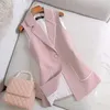 Kamizelka kurtki damskiej jesień różowy garnitur kamizelka damska biała kurtka w paski profesjonalna duża wielkości Chaleco bez druku Dobry produkt 240216
