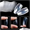 False Nails 500/600Pcs Acrylic Press On Art Tips Fl Er Clear Coffin Gel Extension System Fake Nail Manicure Tool Drop Delivery Health Otjf7