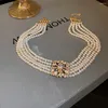 Choker Personality Baroque Multilayers Pearl Wedding Alloy Korean Style Rhinestone Pendant Women Necklace Jewelry Accessories