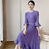 Casual Dresses Waist Belt Pleated Irregular French Dress 2024 Spring Style Elegant Feeling Reducing Age Cake Skirt Wholesale