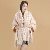 Luxury Brand Scarf Women Winter Thick Genuine Rabbit Fur Pompom Ball Big Size Shawls and Womens Wool Cover Cashmere Pashmina 240201
