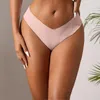 Women's Panties Sexy Seamless Breathable Briefs Underwear V-Waist Thong Solid Color Lingeries For Woman Underpants Brazilian