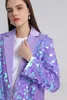 Designer Niche Womens Oversize Wide Purple Sequin Blazer Fallwinter 240130