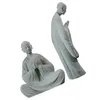 Decoraciones de jardín 2 PCS Estatua Micro Paisaje Buda Adorno Mesa de té Piedra Monje Escultura