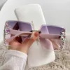 Designer diamond-encrusted Europe and the United States ladies large frame crossover edge highlights high-grade women's sun protection UV protection sunglasses