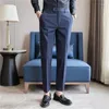 Pantaloni da uomo Autunno Moda Abito Rosa Blu Abiti slim fit Pantaloni lunghi formali da lavoro Stile coreano Bello casual