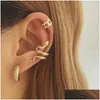 Stud Earrings Bohemian Vintage Jewelry Geometric Crystal Butterfly Round For Women Simple Ear Clip Drop Delivery Othtt