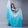 Stage Wear Silk Belly Dance Scarf Performance Shawl Veil Hand Dyed Gradient Color Fabric Bellydance Practice Props