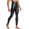 Mens Black High midja läderbyxor Body Shaper Midjetränare Shapers Control Trosies Compression Underwear Fitness Shaper Pants 240129