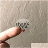 Adhesive Stickers Wholesale 3000Pcs 2.5Cm 500Pcs/Roll Round Transparent Thank You Stickers With Red Heart Seal Label Gift Wrap Station Dhmqh