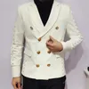 Mäns kostymer White Night Show Men Korean Fashion Stylist Blazer Slim Fit Thin Belt Trendy Jacka Lapel Högkvalitativ spetsmale